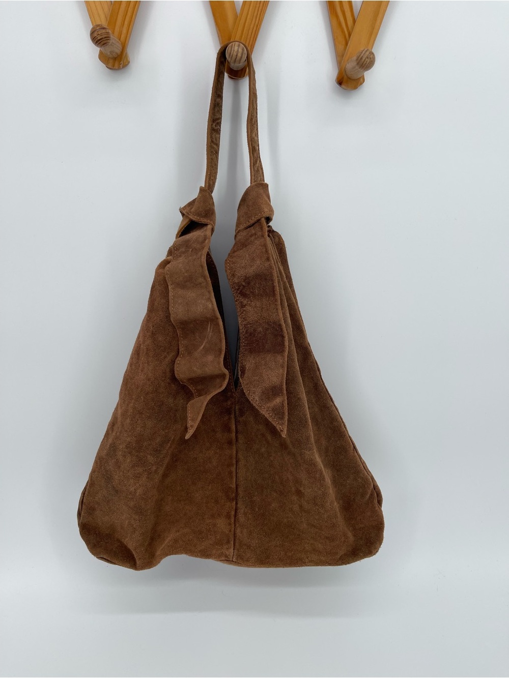 Anna Paola Knot Suede Hobo Shoulder Bag in Brown